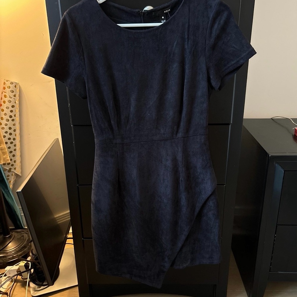 Suede like asymmetrical mini dress